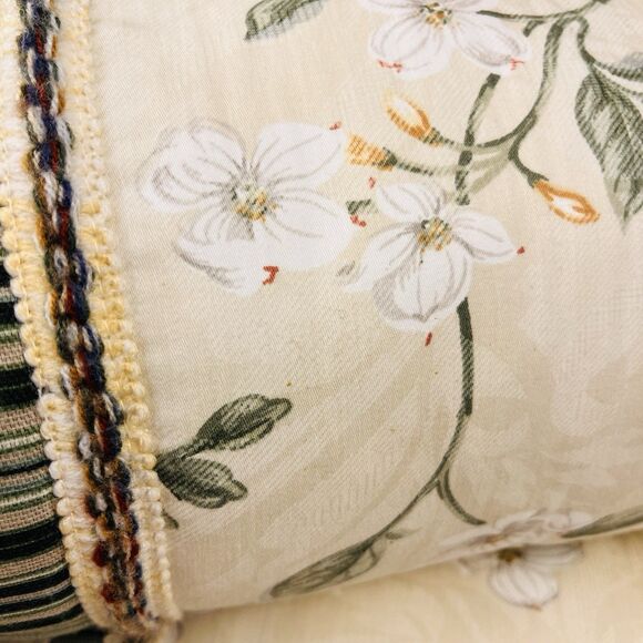 Williamsburg Garden Images lll Neck Roll Parchment Pillows Set Of 2 Floral - Picture 3 of 9